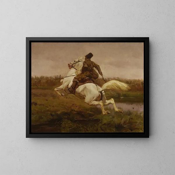 De zweep - Józef Chełmoński — ingelijst kunstwerk aan de muur