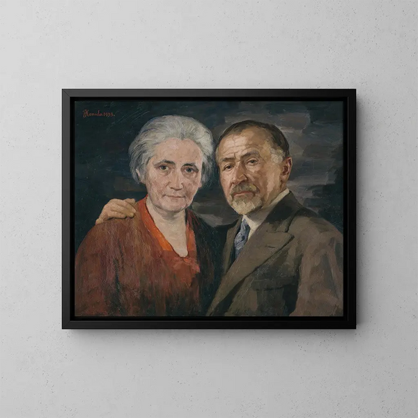 L'artiest met zijn vrouw - Jozef Hanula — ingelijst kunstwerk aan de muur