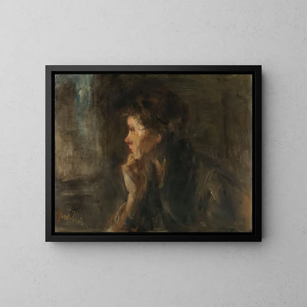 Meditatie - Jozef Israëls — ingelijst kunstwerk aan de muur