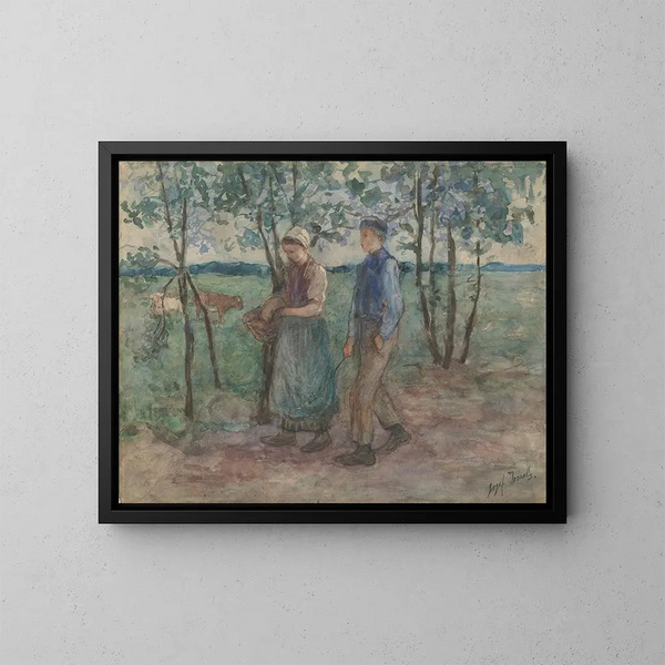 op voetstuk - Jozef Israëls — ingelijst kunstwerk aan de muur