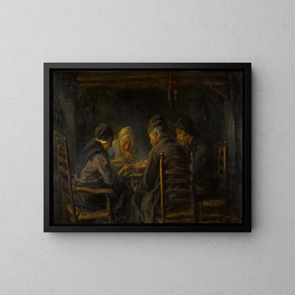 De aardappeleters - Jozef Israëls — ingelijst kunstwerk aan de muur