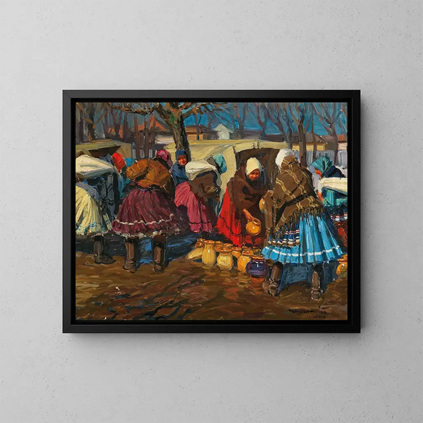 Een aardewerkmarkt in Mihalovce - Jozef Teodor Mousson — ingelijst kunstwerk aan de muur