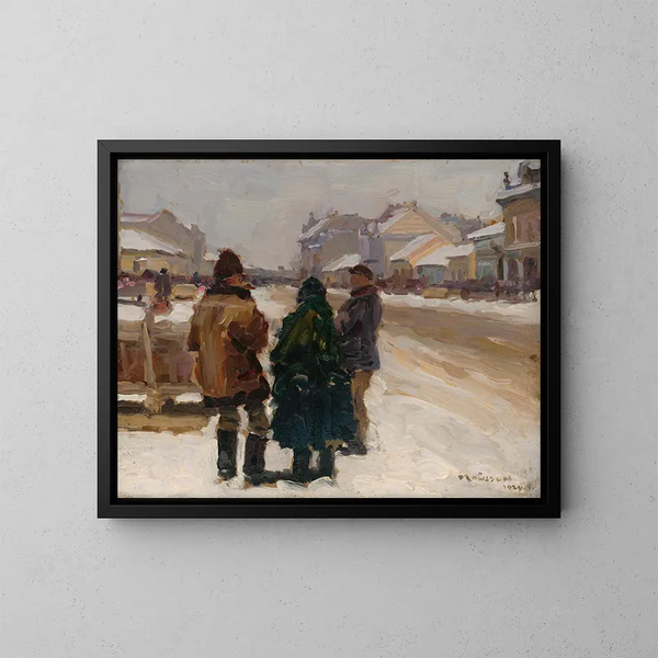 Op de markt van Michalovice - Jozef Teodor Mousson — ingelijst kunstwerk aan de muur