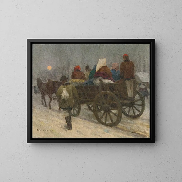 Mandje op de markt - Jozef Teodor Mousson — ingelijst kunstwerk aan de muur