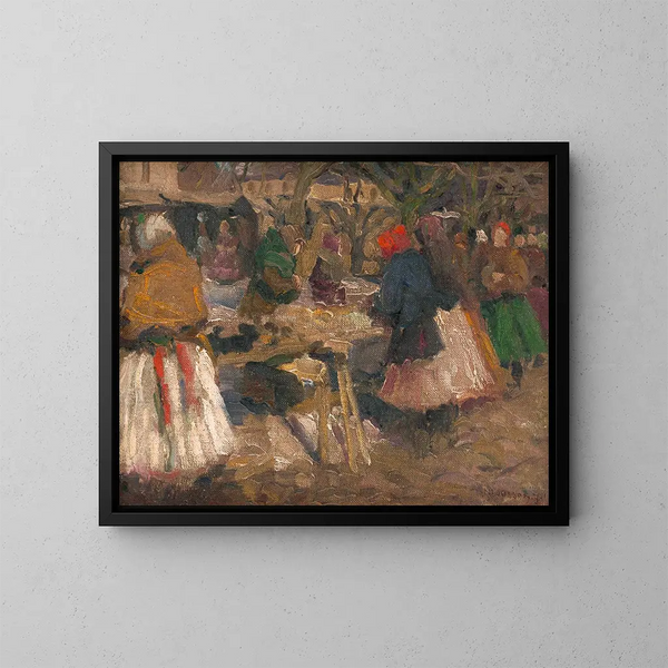 Markt - Jozef Teodor Mousson — ingelijst kunstwerk aan de muur