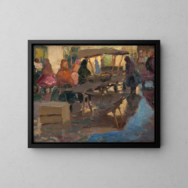 Studie van een markt - Jozef Teodor Mousson — ingelijst kunstwerk aan de muur