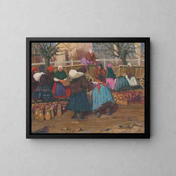 Markt op potten - Jozef Teodor Mousson — ingelijst kunstwerk aan de muur