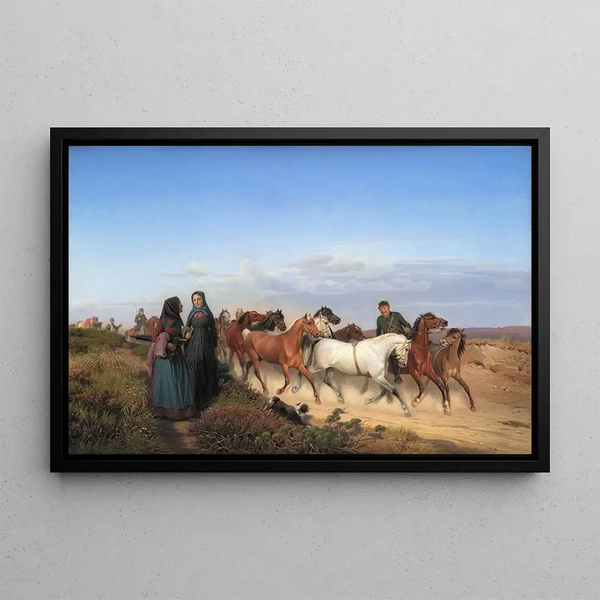Jrgen Sonne - Jyske Farmers On Their Way Home From Market With Their Horses.webp