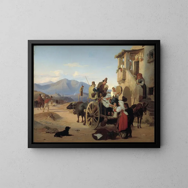 Landbouwers uit de Romeinse tijd die naar de markt gaan - Jørgen Sonne — ingelijst kunstwerk aan de muur
