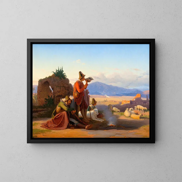 van Bergers dans la Campagne romaine - Jørgen Sonne — ingelijst kunstwerk aan de muur