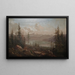 Landschapschilderij van een berg met een gevallen boom op de voorgrond - Juan Buckingham Wandesforde — ingelijst kunstwerk aan de muur