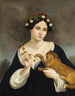 Portrait of a woman with a cat and ivy - Juan Cordero — artwork view