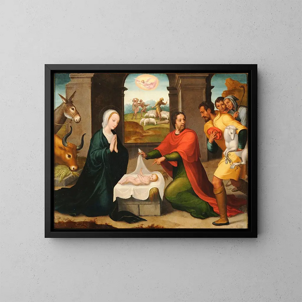 Aanbidding der herders - Juan Correa de Vivar — ingelijst kunstwerk aan de muur