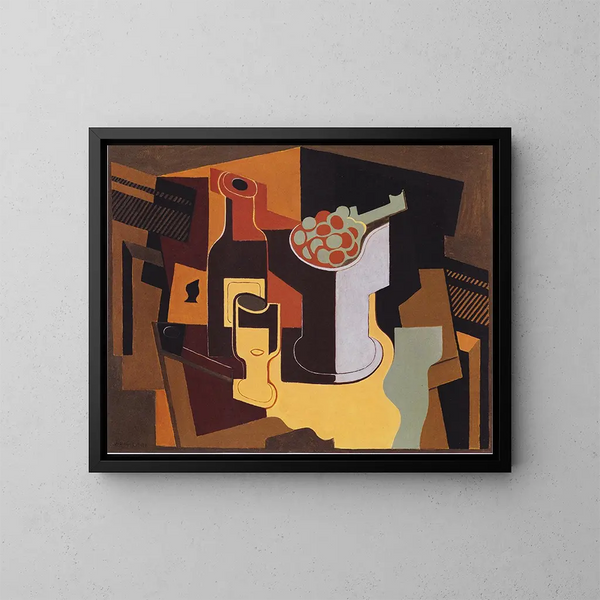 van Bouteille et bol de fruits - Juan Gris — ingelijst kunstwerk aan de muur