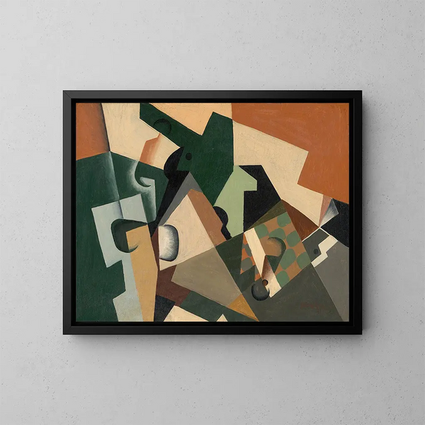 Glas en dambord - Juan Gris — ingelijst kunstwerk aan de muur