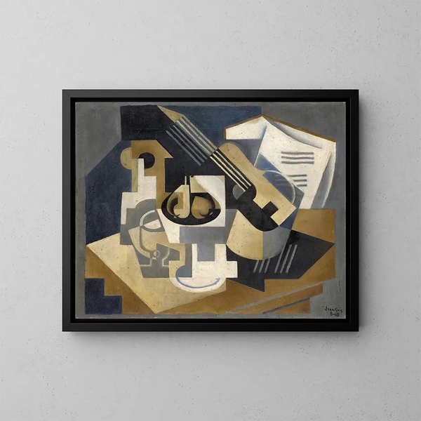 Gitaren en fruitschaal op een tafel - Juan Gris — ingelijst kunstwerk aan de muur