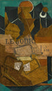 Tabak, krant en fles rosé wijn - Juan Gris — weergave van het kunstwerk