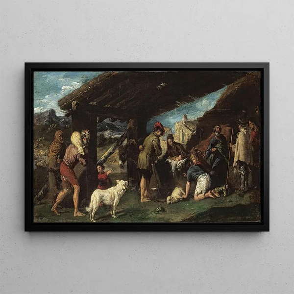 L'Adoration des bergers - Juan Ribalta — framed artwork on a wall
