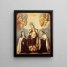 La Vierge du Carmen avec sainte Thérèse et saint Jean de la Croix - Juan Rodríguez Juárez — framed artwork on a wall