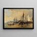 Sailing ships and fishing boats on the Breton beach - Jules-Achille Noël — framed artwork on a wall