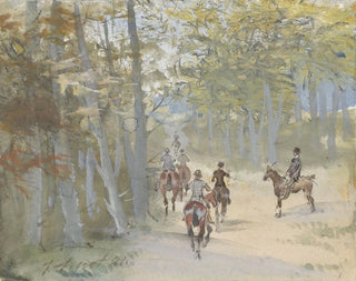 Jules Baron Finot - Boslandschap met ruiters.webp