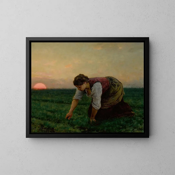 Een onkruidverdelger - Jules Breton — ingelijst kunstwerk aan de muur