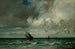 Scheepjes die voor de storm vluchten - Jules Dupré — weergave van het kunstwerk