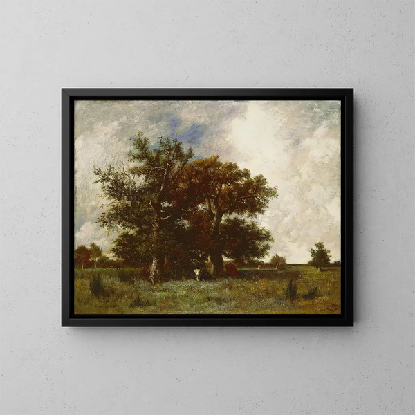 Eiken van Fontainebleau - Jules Dupré — ingelijst kunstwerk aan de muur