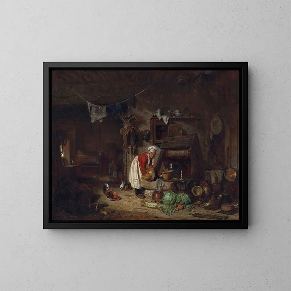 Binnenhuis in de Berry - Jules Dupré — ingelijst kunstwerk aan de muur