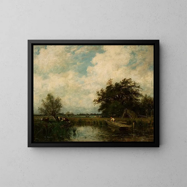 Landschap met een vijver - Jules Dupré — ingelijst kunstwerk aan de muur
