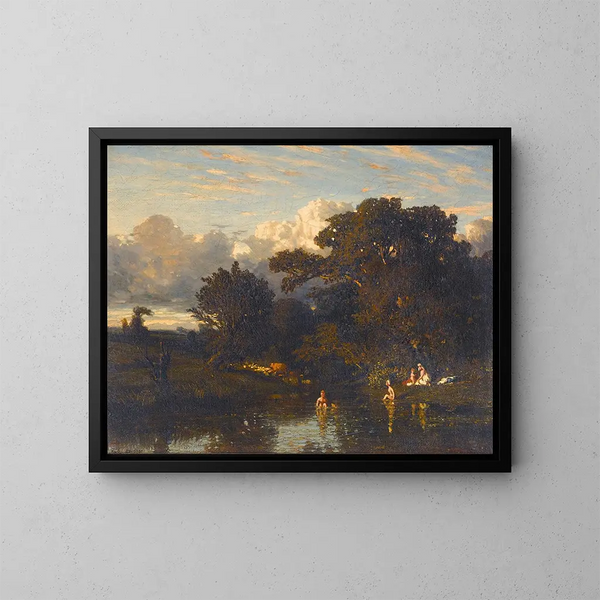 De baders - Jules Dupré — ingelijst kunstwerk aan de muur