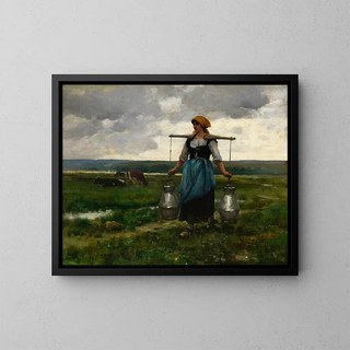 Melkmeisje - Jules Dupré — ingelijst kunstwerk aan de muur