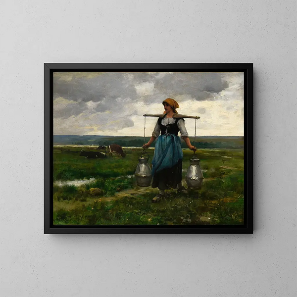 Melkmeisje - Jules Dupré — ingelijst kunstwerk aan de muur