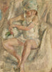 Vrouw met tulband en roos - Jules Pascin — weergave van het kunstwerk