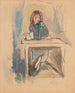 Hermine David, de blauwe jurk - Jules Pascin — weergave van het kunstwerk