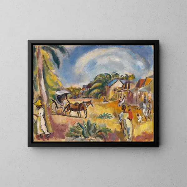 Landschap met figuren en kar - Jules Pascin — ingelijst kunstwerk aan de muur