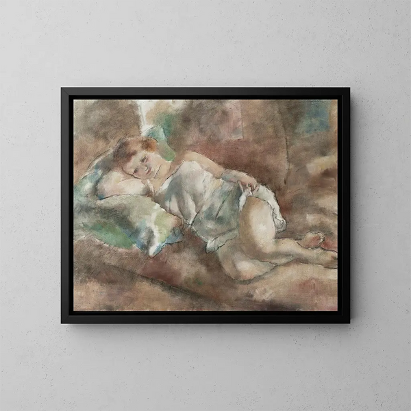Het rusten van het model - Jules Pascin — ingelijst kunstwerk aan de muur