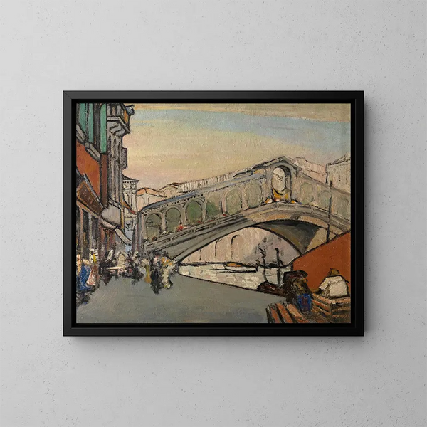 Het Rialtobrug in Venetië - Jules Schmalzigaug — ingelijst kunstwerk aan de muur