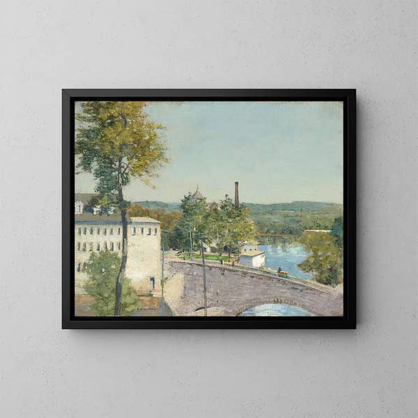 Moulins de la US Thread Company, Willimantic, Connecticut - Julian Alden Weir — ingelijst kunstwerk aan de muur