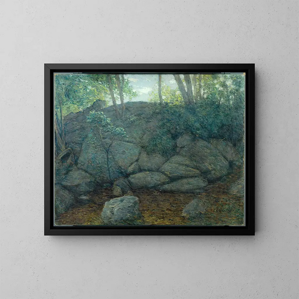Rochers en bos - Julian Alden Weir — ingelijst kunstwerk aan de muur