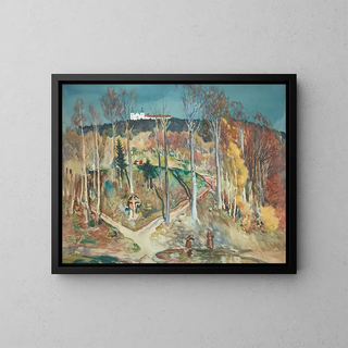 Tuin - Julian Fałat — ingelijst kunstwerk aan de muur