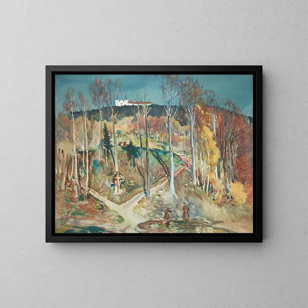 Tuin - Julian Fałat — ingelijst kunstwerk aan de muur