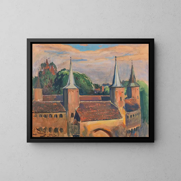 Le Barbican de Cracovie - Julian Fałat — ingelijst kunstwerk aan de muur