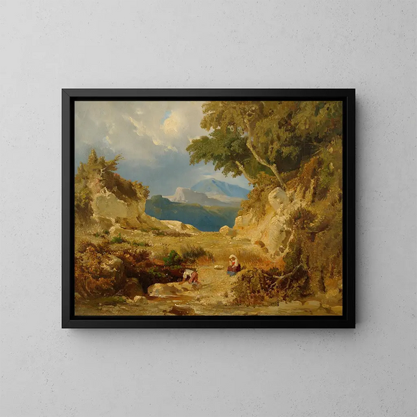 Italiaanse Landschap Schilderij - Julie Wilhelmine Hagen-Schwarz — ingelijst kunstwerk aan de muur