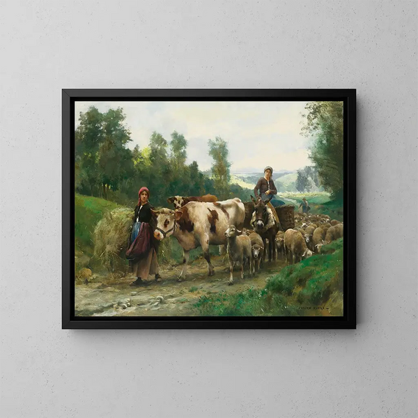 Terugkeer van de kudde - Julien Dupré — ingelijst kunstwerk aan de muur