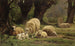 met schapen die grazen in een bosrijke open plek - Juliette Peyrol-Bonheur — weergave van het kunstwerk