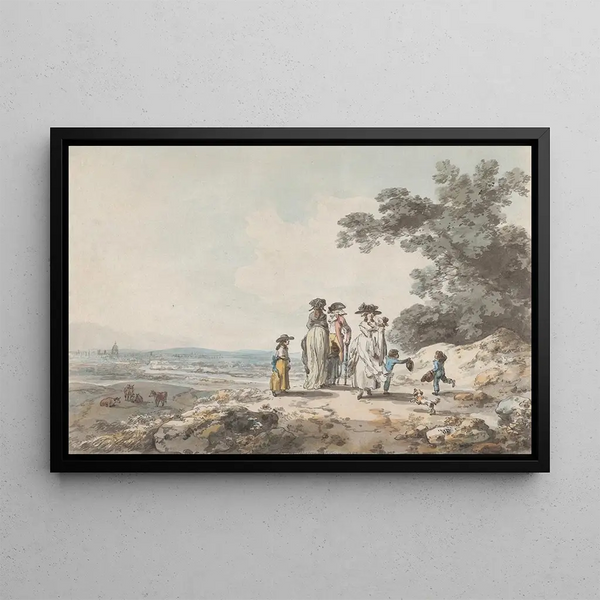 Julius Caesar Ibbetson - View of London with St Pauls in the Distance A Family Pausing on a Road.webp