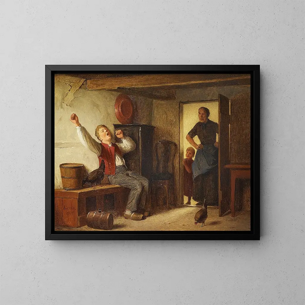 De luie jongen - Julius Exner — ingelijst kunstwerk aan de muur