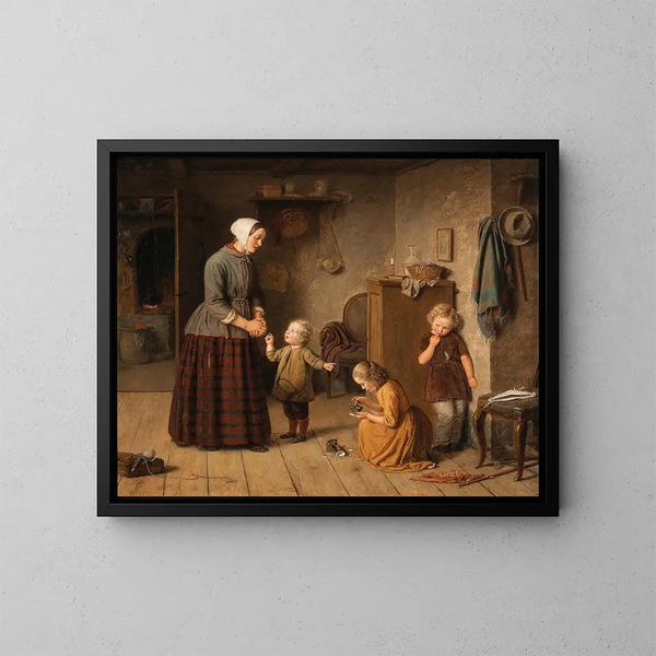Een incident De porseleinen figurine gebroken - Julius Friedländer — ingelijst kunstwerk aan de muur