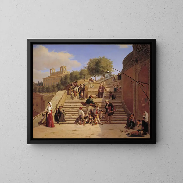 De Spaanse trappen in Rome - Julius Friedländer — ingelijst kunstwerk aan de muur